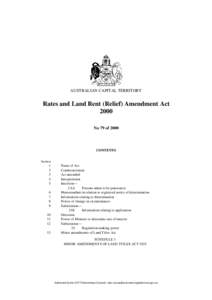 AUSTRALIAN CAPITAL TERRITORY  Rates and Land Rent (Relief) Amendment Act 2000 No 79 of 2000