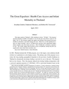 The Great Equalizer: Health Care Access and Infant Mortality in Thailand