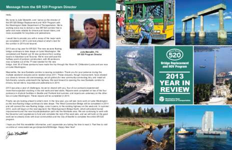 SR 520 Bridge Replacement and HOV Program 2013 Year In Review Newsletter