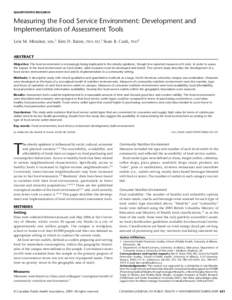 QUANTITATIVE RESEARCH  Measuring the Food Service Environment: Development and Implementation of Assessment Tools Leia M. Minaker, MSc,1 Kim D. Raine, PhD, RD,1 Sean B. Cash, PhD2