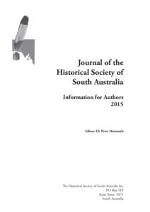 Journal of the Historical Society of South Australia Information for Authors 2015