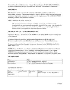 Electric power transmission / Reliability engineering / Systems engineering / Engineering / Systems science / United States Department of Energy / Western Area Power Administration / WAPA