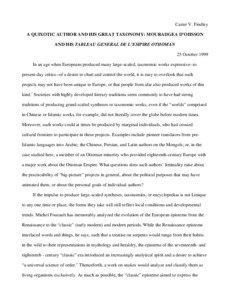 Carter V. Findley A QUIXOTIC AUTHOR AND HIS GREAT TAXONOMY: MOURADGEA D’OHSSON AND HIS TABLEAU GENERAL DE L’EMPIRE OTHOMAN