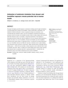 Q IWA Publishing 2007 Journal of Water and Health | 05.4 | Estimation of endotoxin inhalation from shower and humidifier exposure reveals potential risk to human