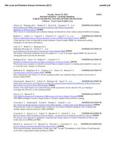 44th Lunar and Planetary Science Conference[removed]Tuesday, March 19, 2013 POSTER SESSION: GENESIS MISSION: TARGET HANDLING AND SOLAR WIND ABUNDANCES 6:00 p.m. Town Center Exhibit Area