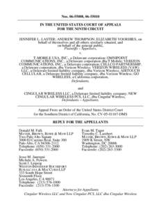 Nos[removed], [removed]IN THE UNITED STATES COURT OF APPEALS FOR THE NINTH CIRCUIT JENNIFER L. LASTER; ANDREW THOMPSON; ELIZABETH VOORHIES, on behalf of themselves and all others similarly situated, and on behalf of the