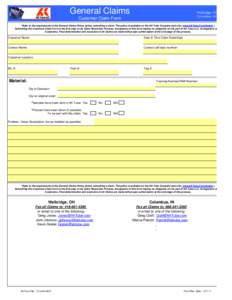 General Claims  Walbridge, OH USA Columbus, IN USA  Customer Claim Form