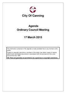 Agenda of Ordinary Council - 17 March 2015