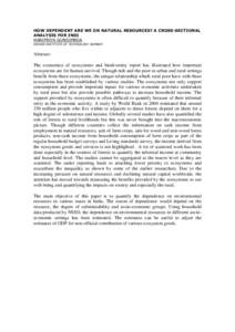 HOW DEPENDENT ARE WE ON NATURAL RESOURCES? A CROSS-SECTIONAL ANALYSIS FOR INDI HARIPRIYA GUNDIMEDA INDIAN INSTITUTE OF TECHNOLOGY BOMBAY.  Abstract: