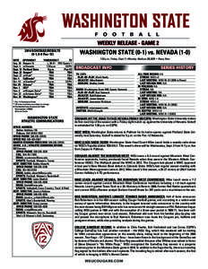 WEEKLY RELEASE - GAME[removed]SCHEDULE/RESULTS (0-1, 0-0 Pac-12) DATE	OPPONENT	 TIME/RESULT	 TV