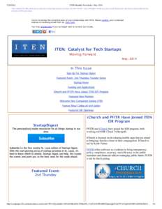 ITEN Monthly Newsletter- May 2014 The content in this preview is based on the last saved version of your email ­ any changes made to your email that have not been saved will not b