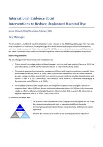 International Evidence for Interventions that Reduce Unplanned Hospital Use Summary[removed]