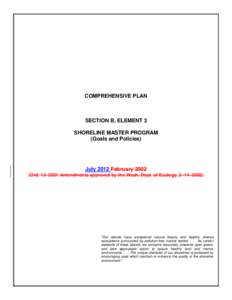 COMPREHENSIVE PLAN  SECTION B, ELEMENT 3 SHORELINE MASTER PROGRAM (Goals and Policies)