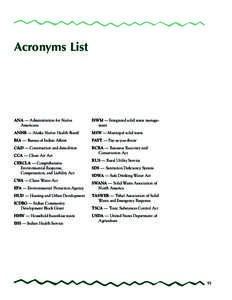 Acronyms List ANA — Administration for Native Americans