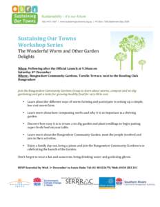     Sustaining Our Towns   Workshop Series 