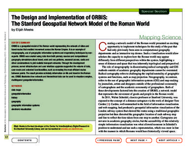 Special Section  The Design and Implementation of ORBIS: The Stanford Geospatial Network Model of the Roman World Bulletin of the Association for Information Science and Technology – December/January 2015 – Volume 41