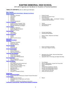 BANTING MEMORIAL HIGH SCHOOL[removed]Agenda and Handbook for Students & Parents/Guardians TABLE OF CONTENTS (click on a title to go to that topic) Blank Timetable Simcoe County District School Board – Message from Di