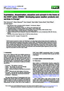 J. Space Weather Space Clim[removed]A05 DOI: [removed]swsc[removed] Ó P. Vanlommel et al., Published by EDP Sciences 2014 OPEN
