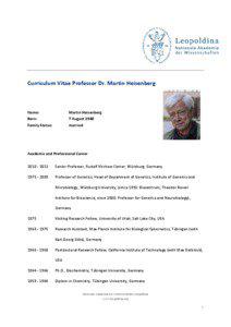 Curriculum Vitae Professor Dr. Martin Heisenberg  Name: