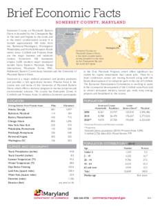 Brief Economic Facts S O M E R S E T C O U N T Y, M A R Y L A N D New York Somerset County on Maryland’s Eastern Shore is bounded by the Chesapeake Bay