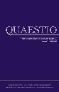 Introduction  QUAESTIO THE UNDERGRADUATE HISTORY JOURNAL Volume[removed]