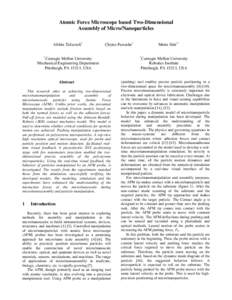 Microscopy / Chemistry / Intermolecular forces / Nanotechnology / Atomic force microscopy / AFM probe / Optical microscope / Vibrational analysis with scanning probe microscopy / Nanosensors / Science / Scientific method / Scanning probe microscopy