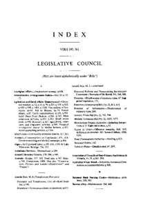 IN D E X VOLS 390, 391 LEGISLATIVE COUNCIL (Bills are listed alphabetically under 