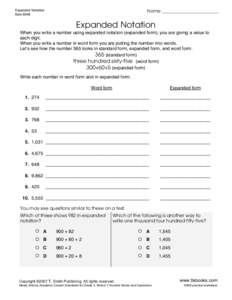 Expanded Notation Worksheet