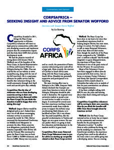 Commentary and Opinion  CORPSAFRICA – SEEKING INSIGHT AND ADVICE FROM SENATOR WOFFORD Interview with Senator Harris Wofford by Liz Fanning