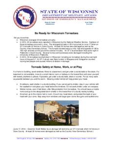 State Of Wisconsin Department of Military Affairs  Division of Emergency Management Brian M. Satula