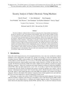 Indian voting machines / Science and technology in India / Elections / Election fraud / Electronic voting / Voting machine / Ballot / Electoral fraud / Secret ballot / Politics / Elections in India / Election technology