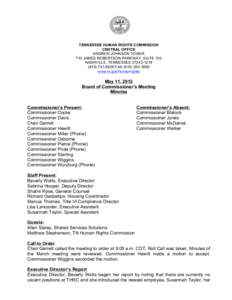 TENNESSEE HUMAN RIGHTS COMMISSION CENTRAL OFFICE ANDREW JOHNSON TOWER 710 JAMES ROBERTSON PARKWAY, SUITE 100 NASHVILLE, TENNESSEE[removed][removed]FAX[removed]