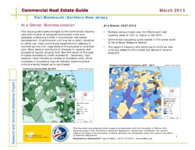 March 2013 Fort Monmouth: Northern New Jersey At a Glance: Business Location This issue guide tracks changes to the commercial vacancy rate and number of occupied commercial units and assesses underlying trends in commer