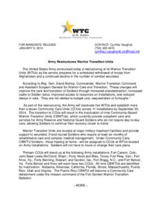 FOR IMMEDIATE RELEASE JANUARY 9, 2014 CONTACT: Cynthia Vaughan[removed]