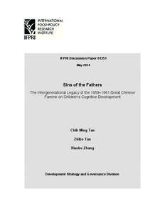 Sins of the Fathers: The Intergenerational Legacy of the 1959–1961 Great Chinese Famine on Children’s Cognitive Development