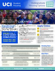 Undergraduate 2015 Housing Options 2016 THE UCI HOUSING GUARANTEE UCI guarantees two years