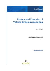 Update and Extension of Vehicle Emissions Modelling Final Report - September 2007