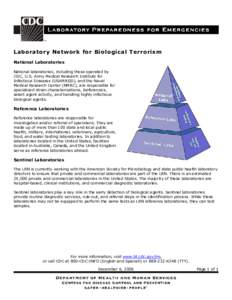 Anthrax attacks / Health / Terrorism / Public health / Public health laboratory / Laboratory Response Network / United States Army Medical Research Institute of Infectious Diseases / Centers for Disease Control and Prevention / Bioterrorism / United States Public Health Service / Laboratories / Biology