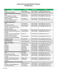 Team Nutrition / Child and Adult Care Food Program / Nutrition Education / United States Department of Agriculture / Education / Specialist degree