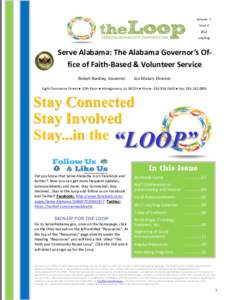 Volume 7 Issue[removed]July/Aug  Serve Alabama: The Alabama Governor’s Office of Faith-Based & Volunteer Service
