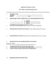 Application For Business License Fort Collins-Loveland Municipal Airport 1.  BUSINESS NAME: _______________________________________________