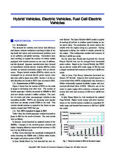 Hybrid Vehicles, Electric Vehicles, Fuel Cell Electric Vehicles 1 Hybrid Vehicles　　 　　　　　　　　　　　 1. 1. Introduction