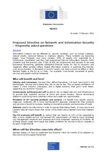 EUROPEAN COMMISSION  MEMO Brussels, 7 February[removed]Proposed Directive on Network and Information Security