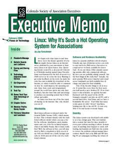 cs Colorado Society of Association Executives ae Executive Memo February 2003 Focus on Technology