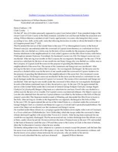 Southern Campaign American Revolution Pension Statements & Rosters Pension Application of William Brenton S16061 Transcribed and annotated by C. Leon Harris State of Indiana } SS Clark County } On this 24th day of Octobe