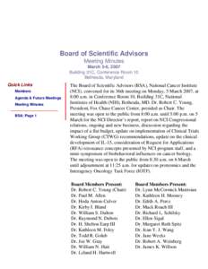 NCIDEA: Board of Scientific Advisors Meeting Minutes of March 5-6, 2007