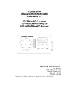 SERIES 5900 RADIO DIRECTION FINDER USER MANUAL DDF5911A DF Processor DDF5921A Remote Display DDF5950A/5960A RF Summer