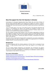 EUROPEAN COMMISSION  PRESS RELEASE Kiev, 13 September[removed]New EU support for the Civil Society in Ukraine