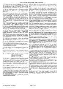 SALADIN SECURITY LIMITED TRADING TERMS & CONDITIONS 1. The various charge rates referred to in this agreement will be effective for a period of 12 months. A minimum notice of four weeks (28 days) will be given to the “