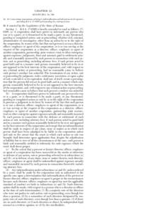 CHAPTER 23 SENATE BILL No. 398 AN ACT concerning corporations; relating to indemnification and advancement of expenses; amending K.S.A[removed]and repealing the existing section.  Be it enacted by the Legislature of the